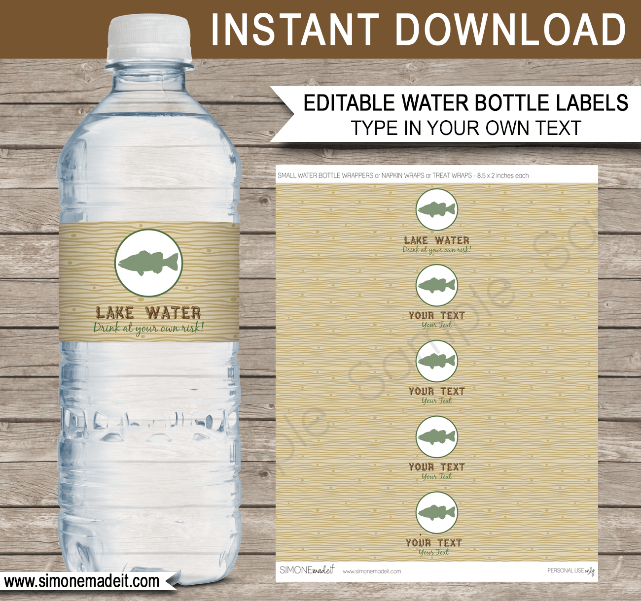 Fishing Party Water Bottle Labels | Printable Birthday Decoration for Free Printable Water Bottle Labels