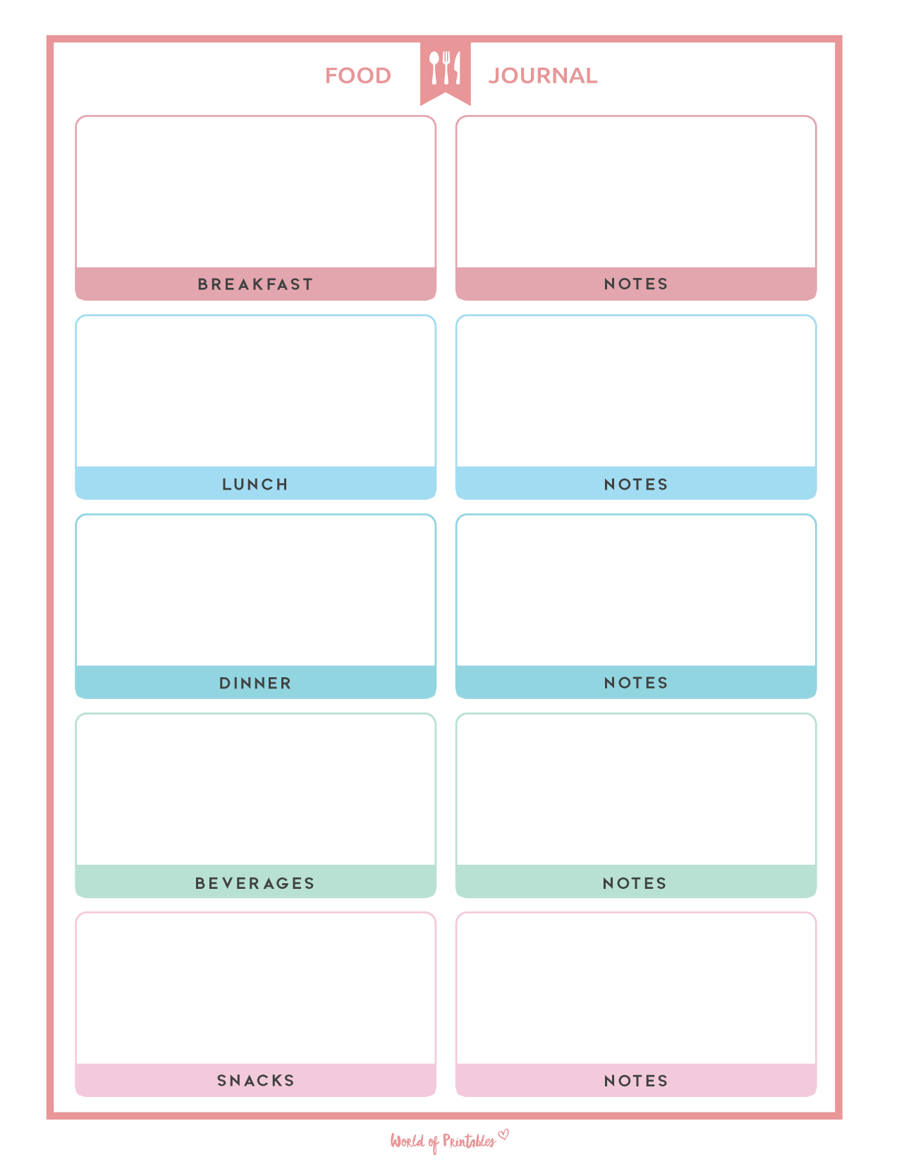 Food Journal Printables - World Of Printables regarding Free Printable Food Journal