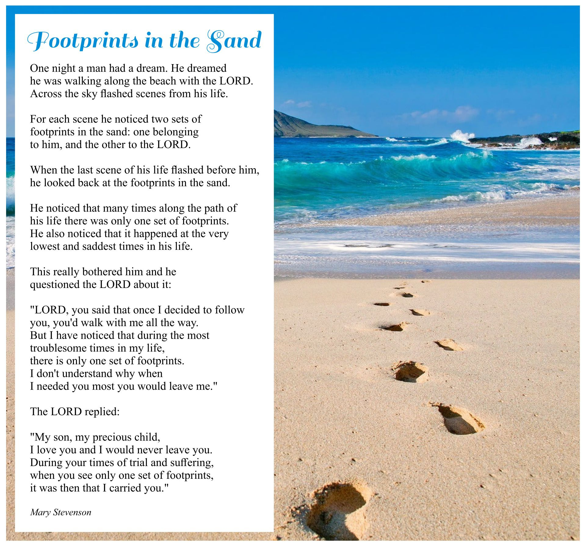 Footprints In The Sand Poem Printable pertaining to Footprints In The Sand Printable Free