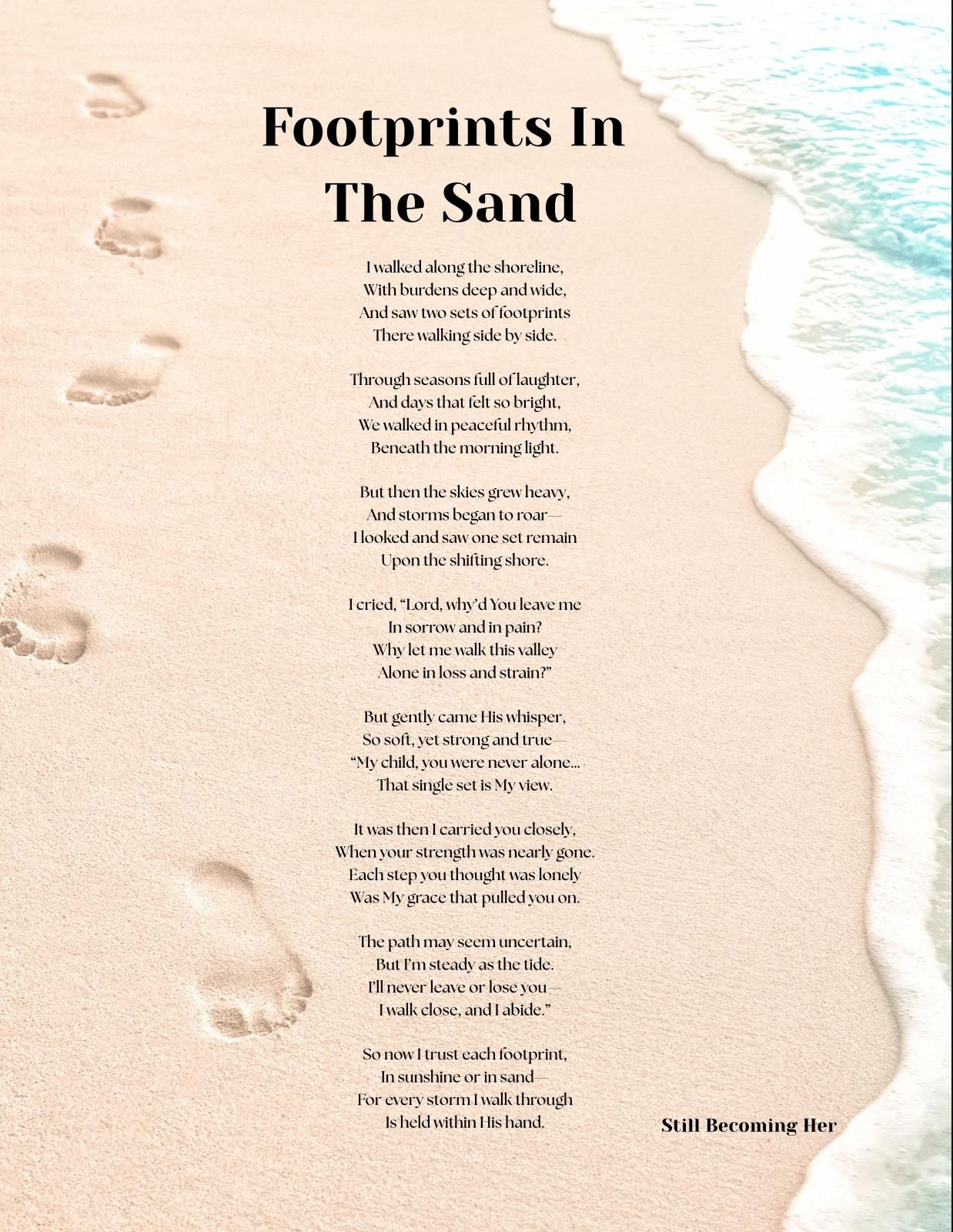 Footprints In The Sand Poem Printable - Shop On Pinterest for Footprints In The Sand Printable Free