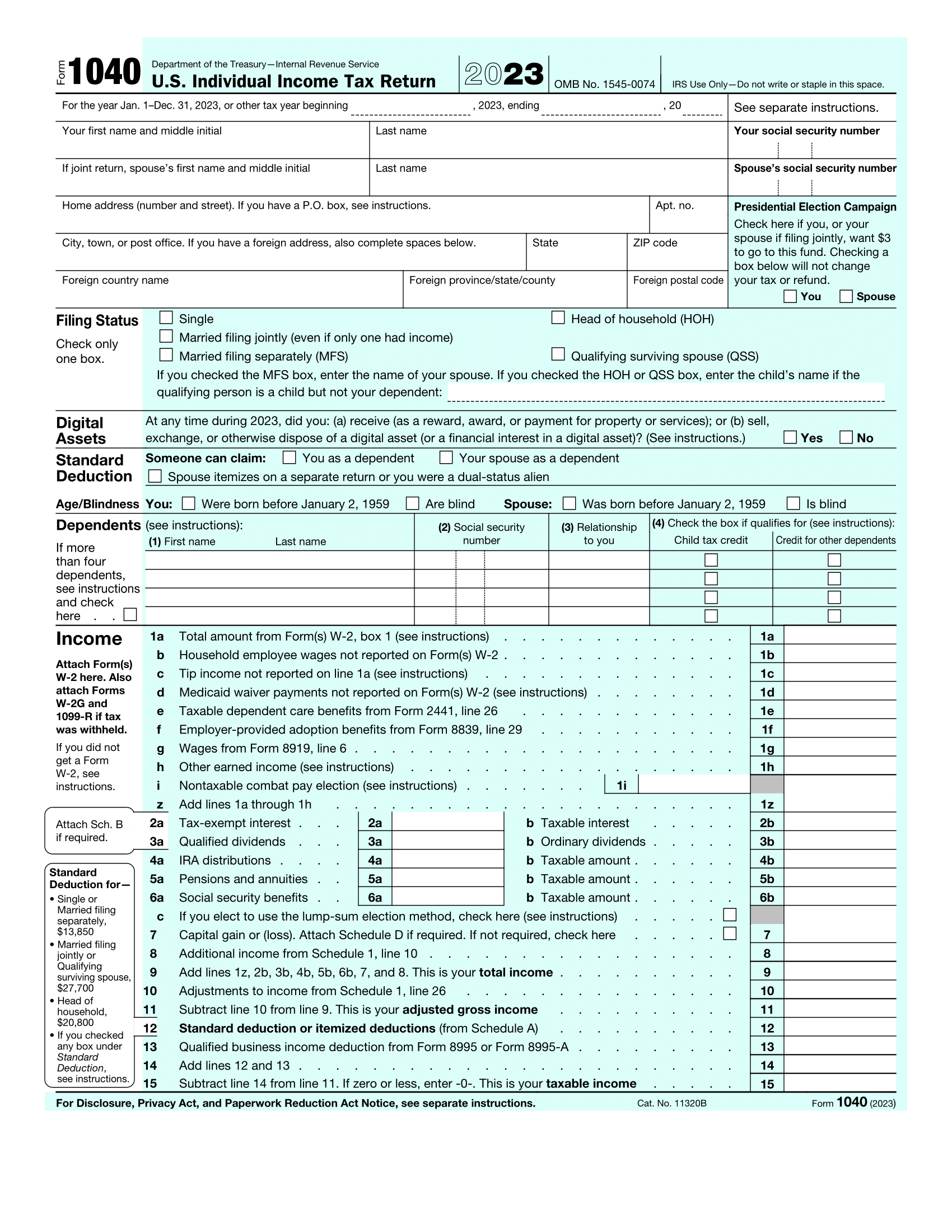 Form 1040 For 2023 | Catch Up On Filing Late With Our Pdf Editor with regard to Free Printable Irs 1040 Forms