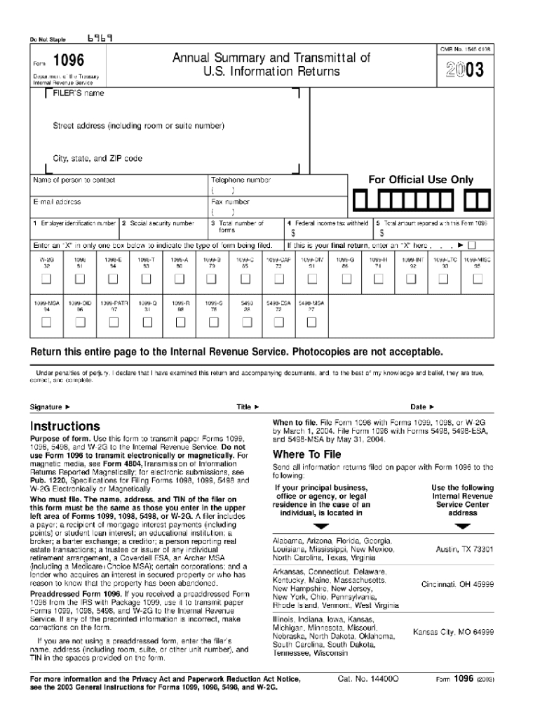 Form 1096 Pdf: Fill Out & Sign Online | Dochub intended for Free Printable 1096 Form 2015