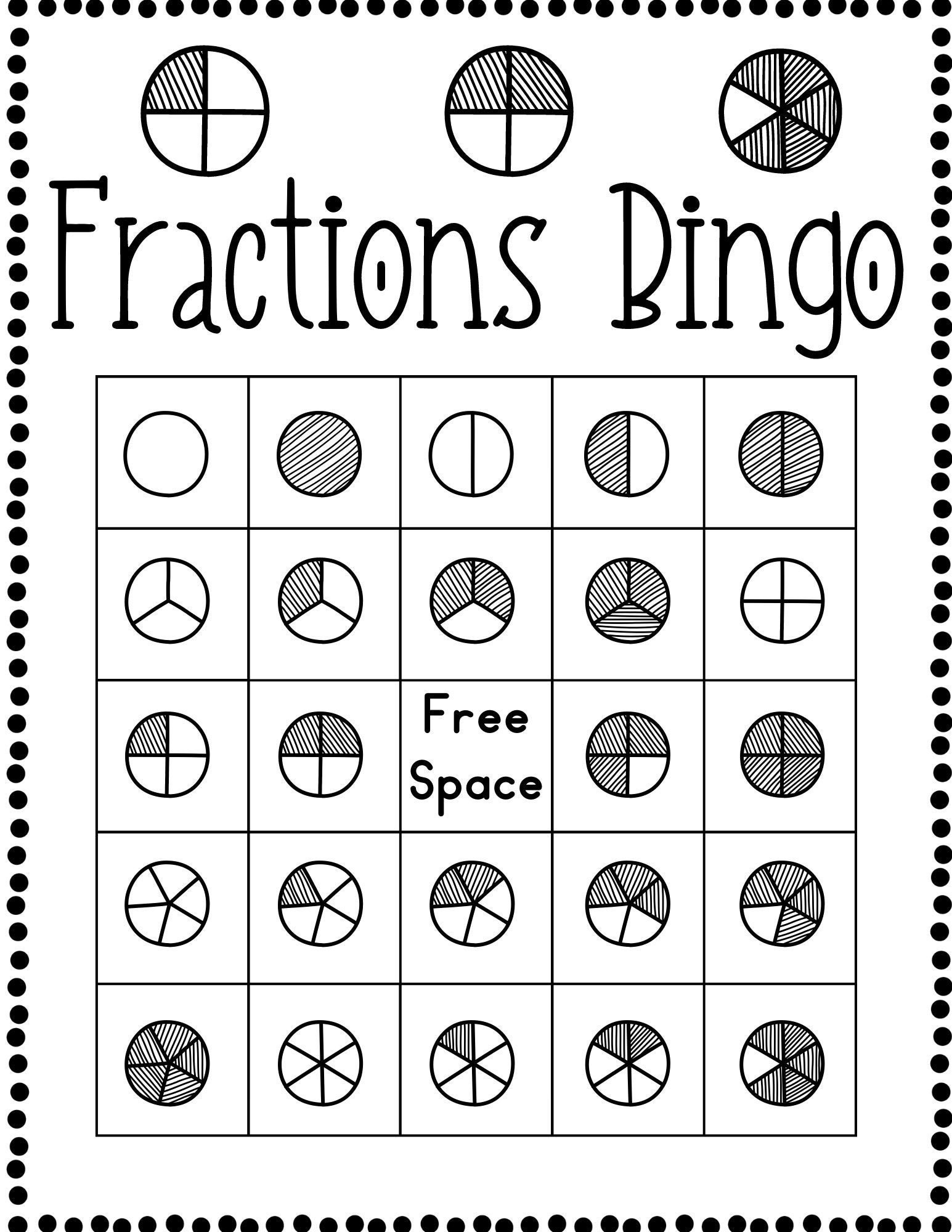 Fractions Bingo Math Printable. Educational Games - Etsy regarding Fraction Bingo Cards Printable Free