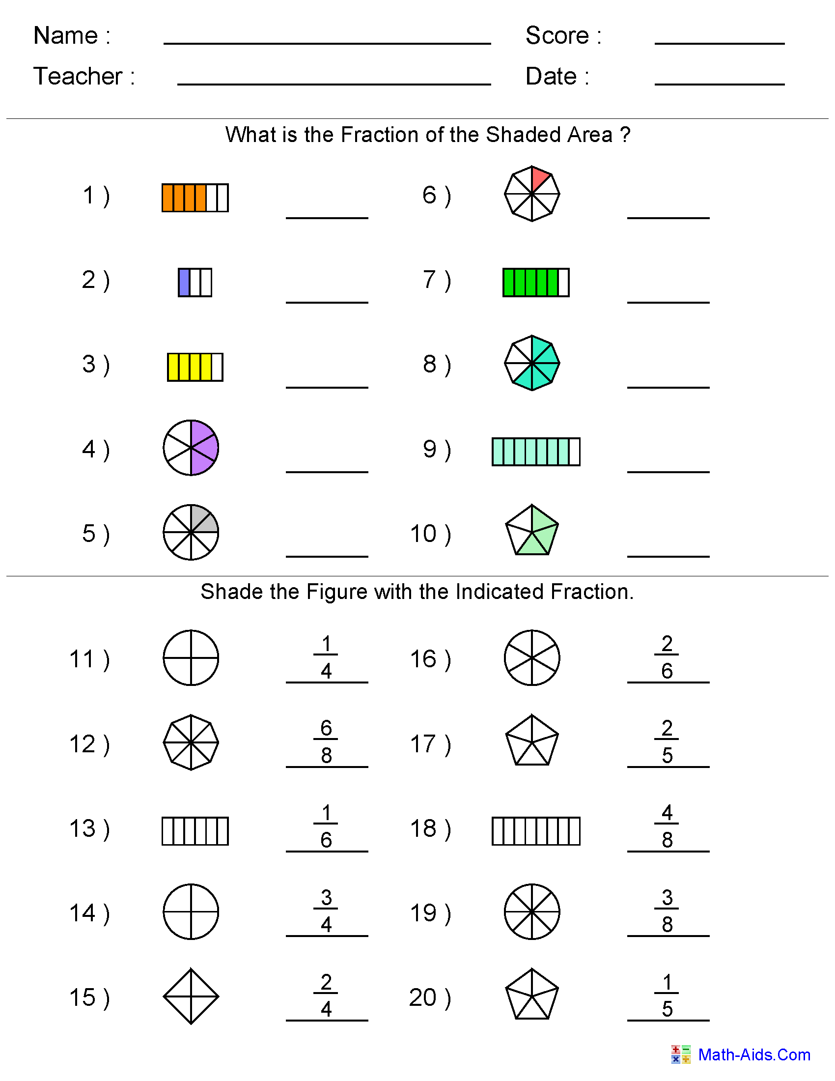 Fractions Worksheets - Superstar Worksheets - Worksheets Library pertaining to Free Printable First Grade Fraction Worksheets