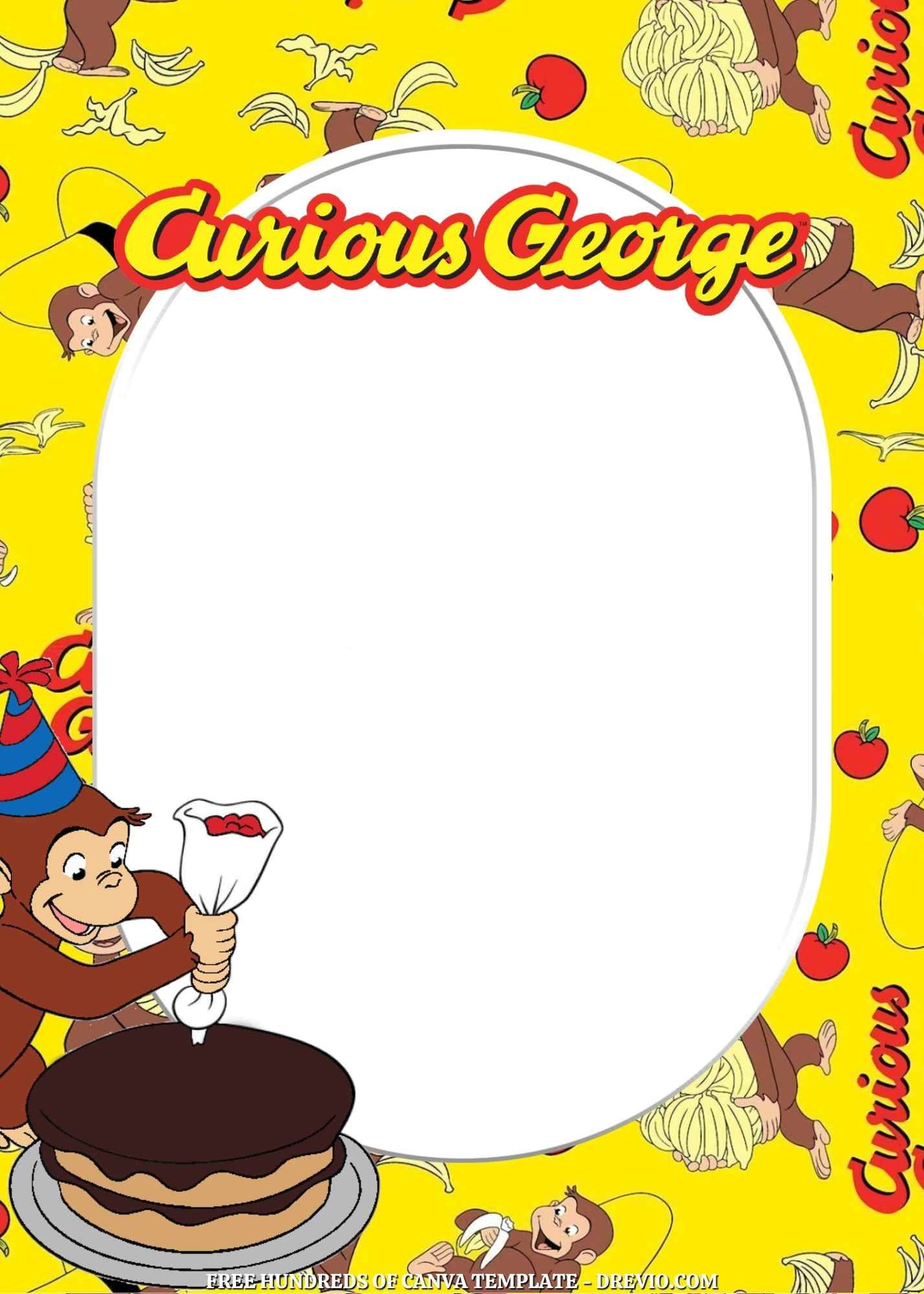 Free – 20+ Curious George Canva Birthday Invitation Templates in Free Printable Curious George Invitations