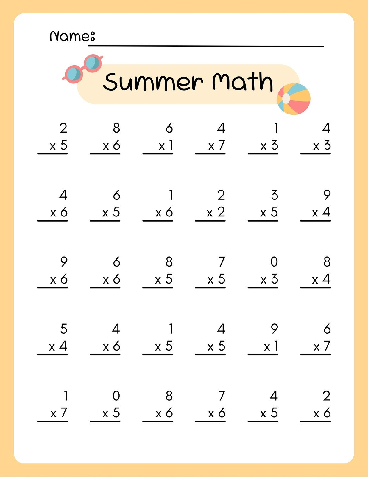 Free 3Rd Grade Math Worksheet Templates To Customize | Canva intended for Free Printable Math Worksheets For 3Rd Grade