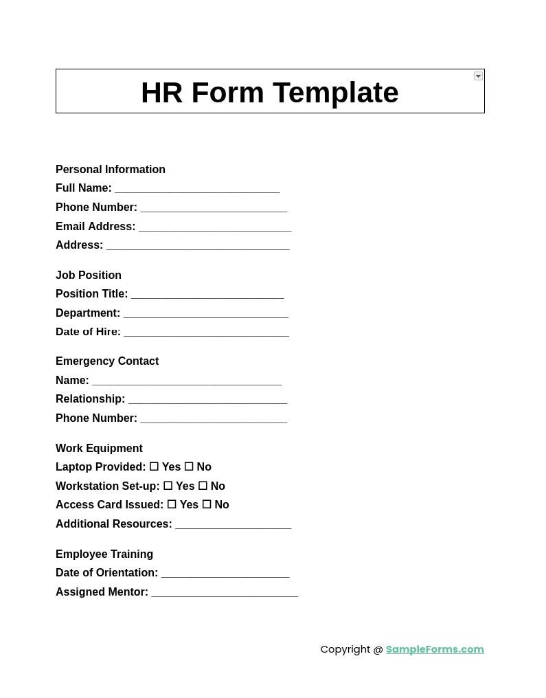 Free 44+ Hr Form Samples, Pdf, Ms Word, Google Docs throughout Free Printable Hr Forms