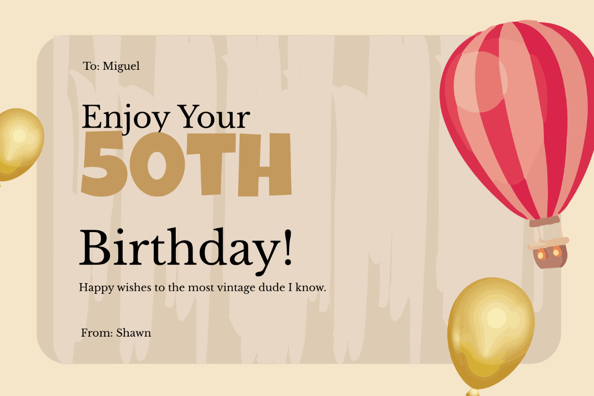 Free 50Th Birthday Card Templates, Editable And Printable regarding Free Printable 50Th Birthday Cards Funny