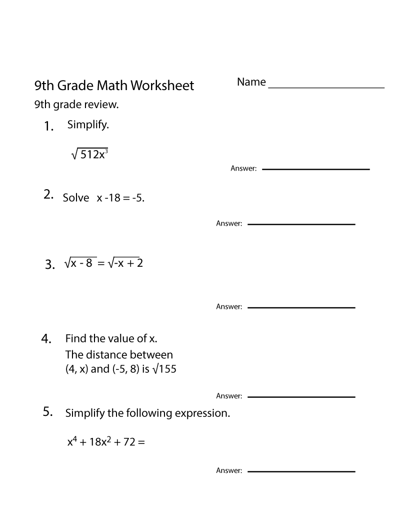 Free 9Th Grade Math Worksheets Printable | 9Th Grade Math, Math intended for 9Th Grade Algebra Worksheets Free Printable