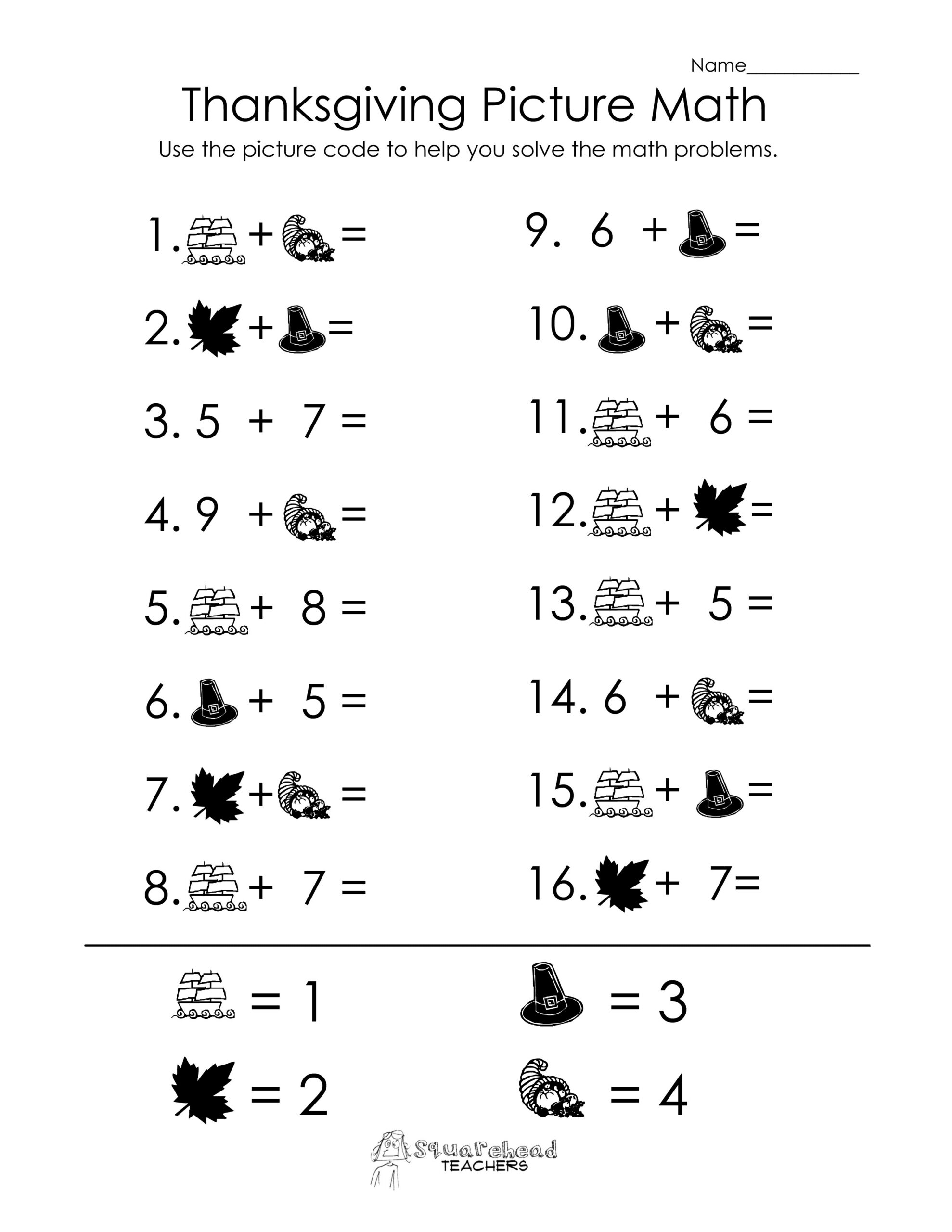 Free Addition Thanksgiving Math Worksheets - Worksheets Library for Free Printable Thanksgiving Math Worksheets For 3Rd Grade