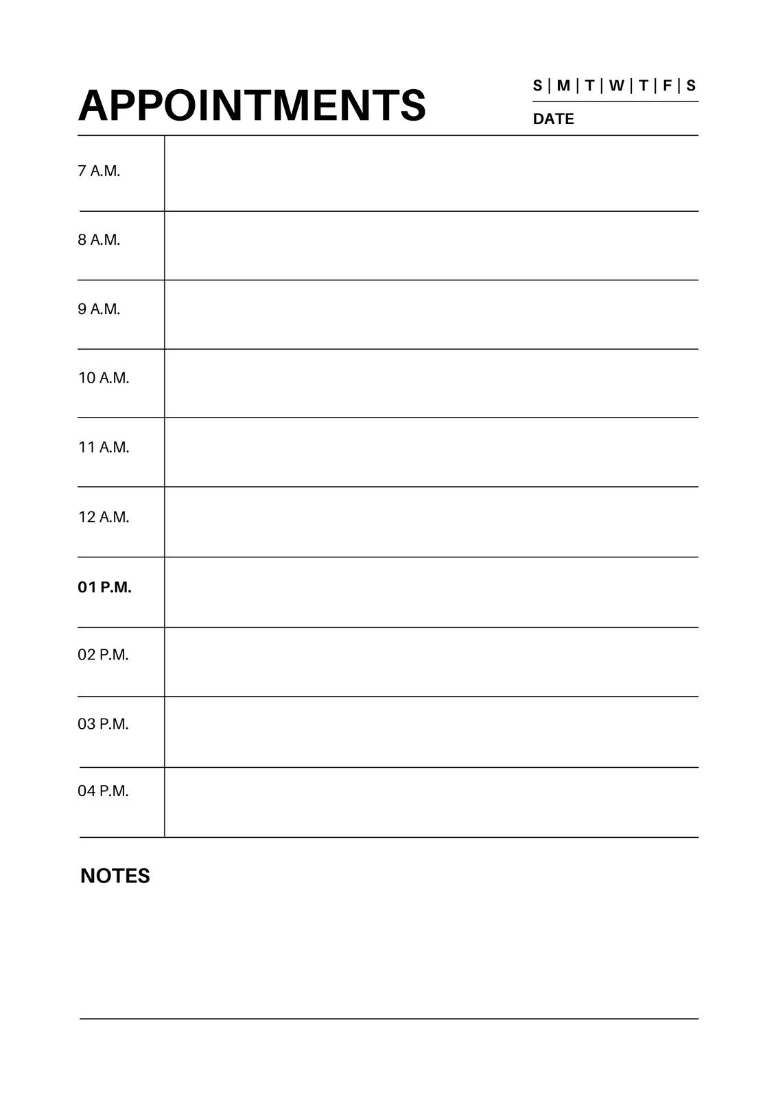 Free And Customizable Appointment Templates in Free Printable Appointment Sheets