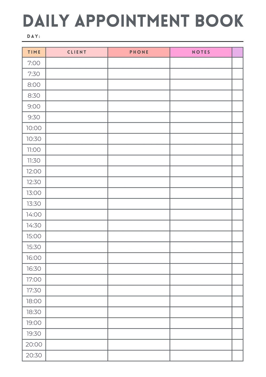 Free And Customizable Appointment Templates with regard to Free Printable Appointment Sheets