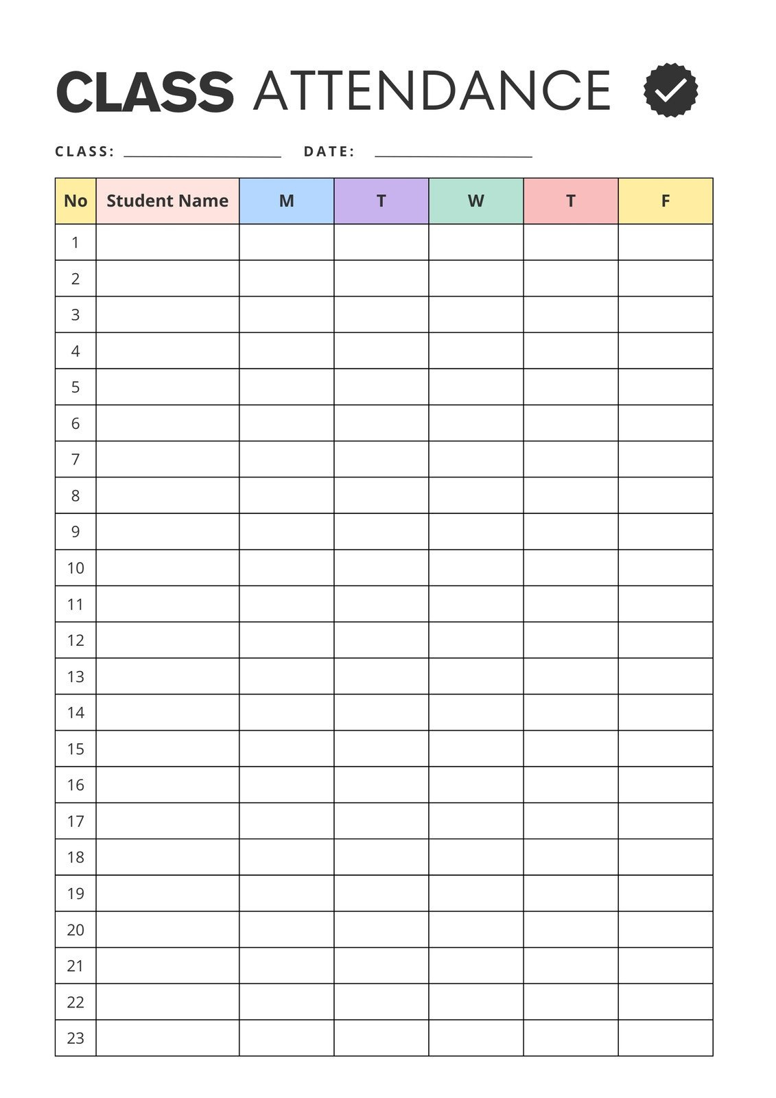 Free And Customizable Attendance Templates with regard to Free Printable Attendance Forms For Teachers