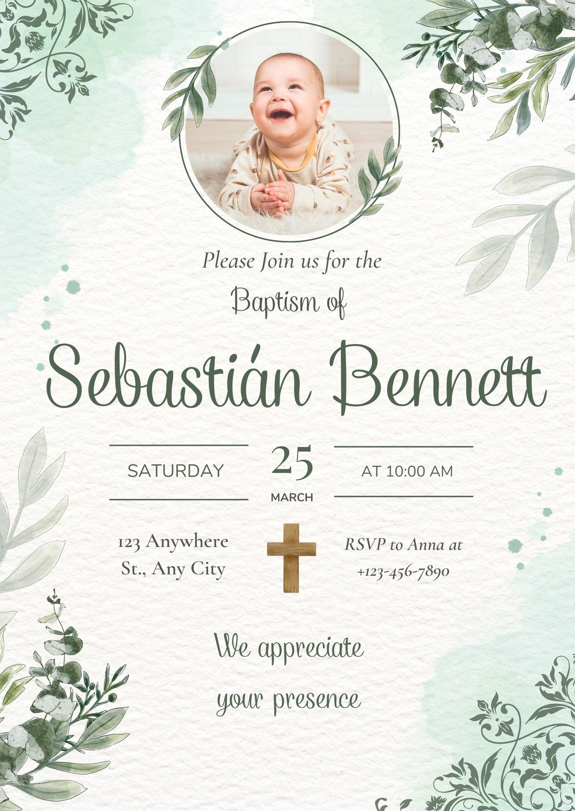 Free And Customizable Baptism Templates | Canva with regard to Free Printable Baptism Invitations