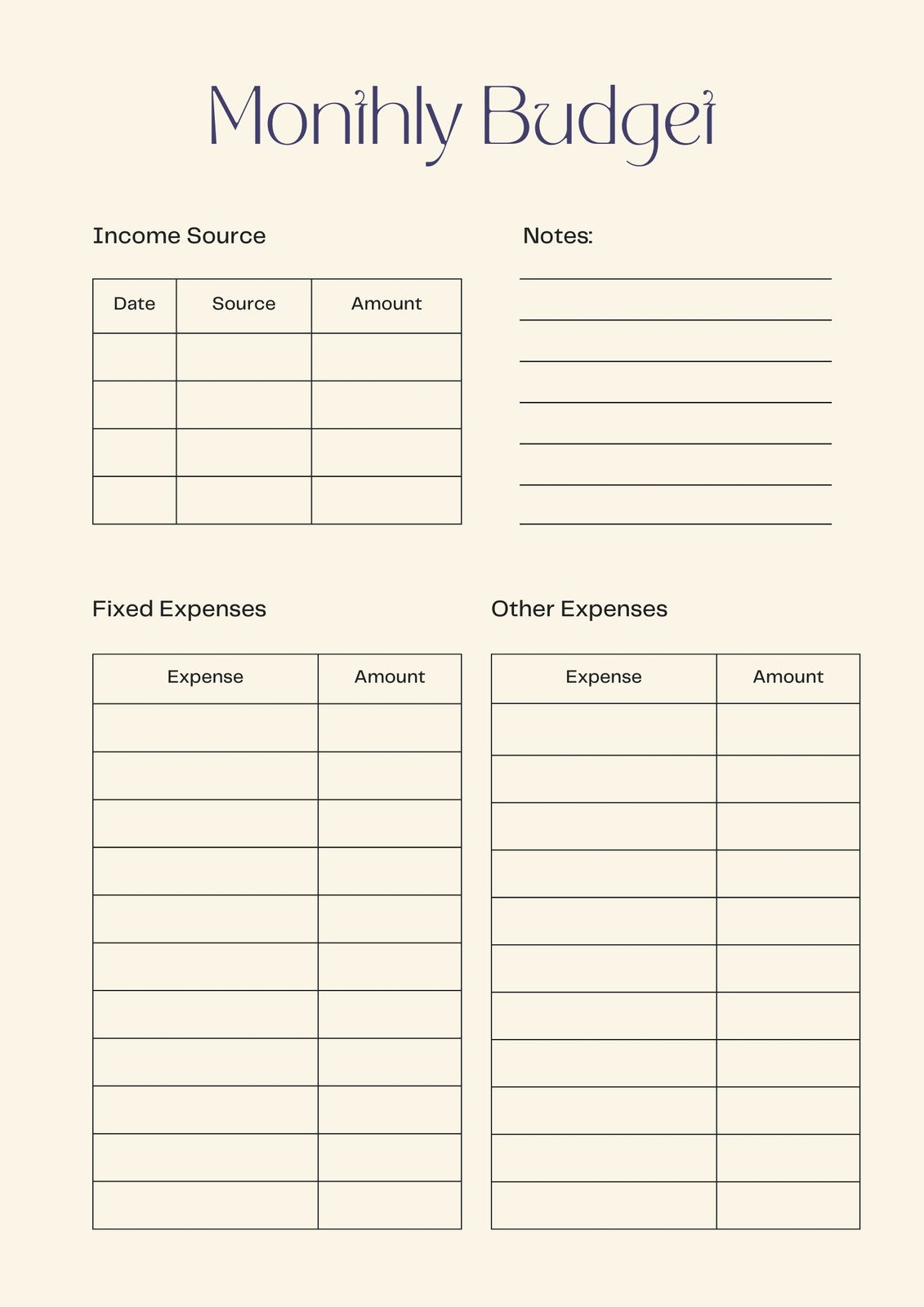 Free And Customizable Budget Templates for Free Printable Budget Forms