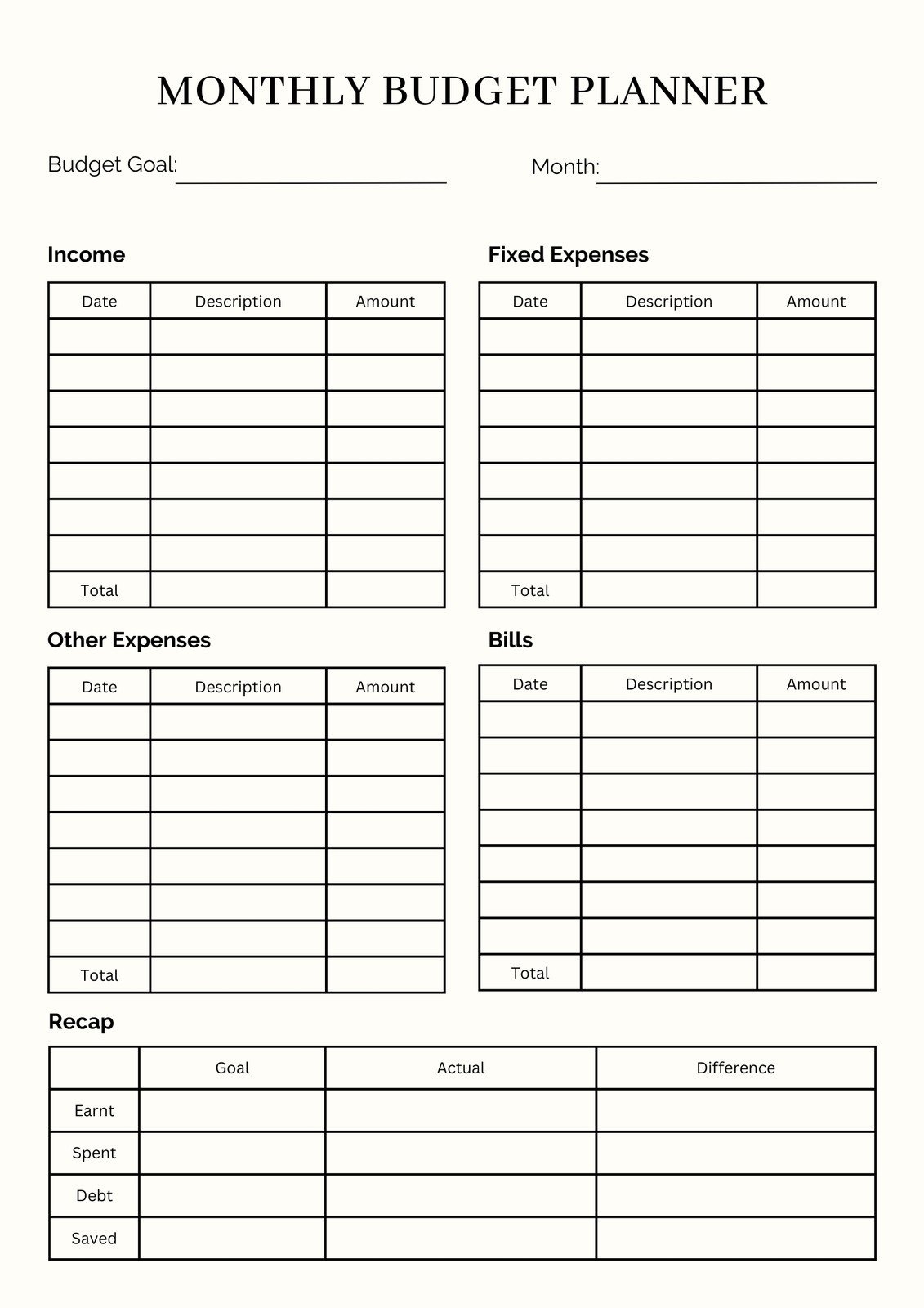 Free And Customizable Budget Templates inside Free Printable Monthly Expense Sheet