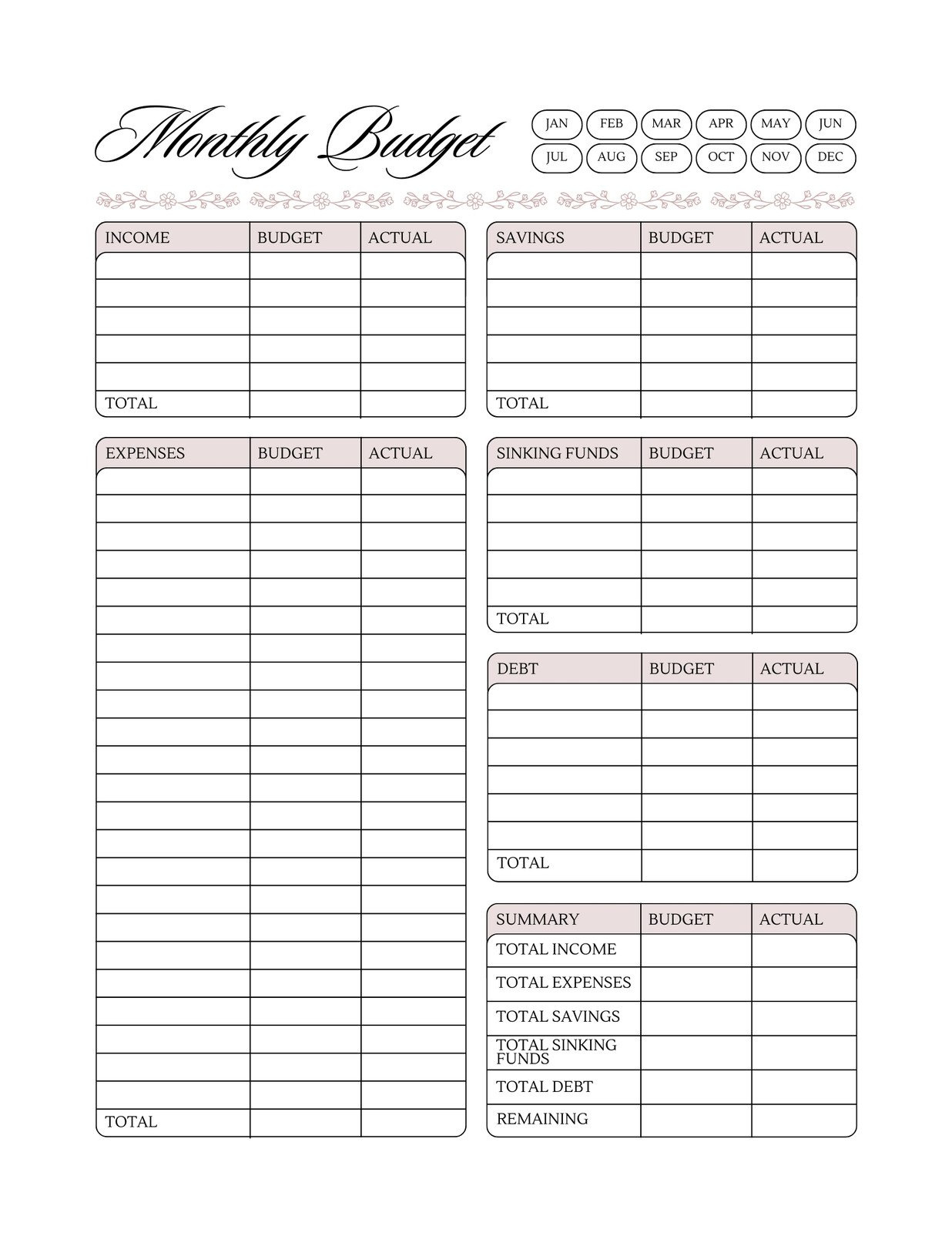 Free And Customizable Budget Templates - Worksheets Library with Free Printable Monthly Budget Worksheets