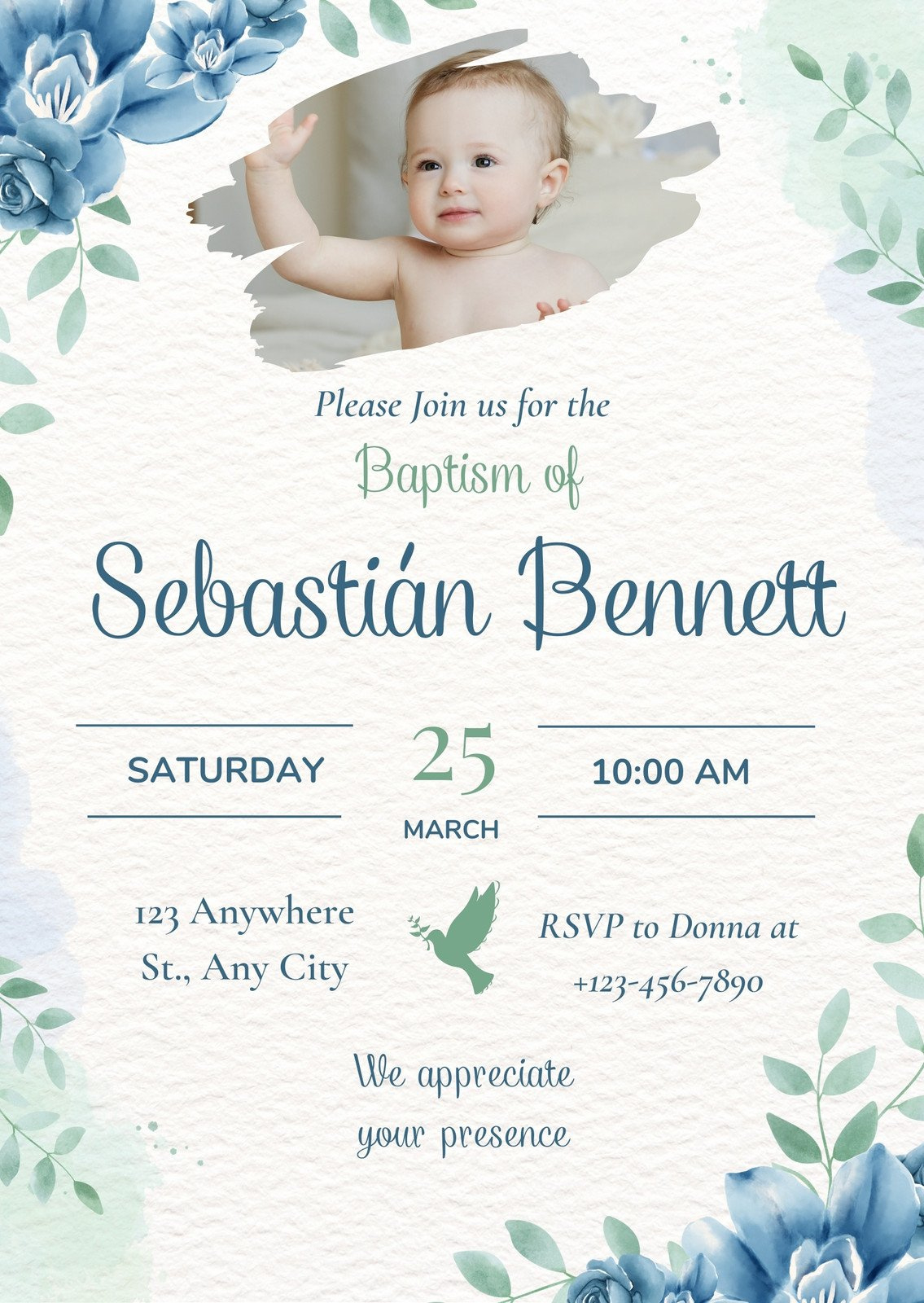 Free And Customizable Christening Templates | Canva pertaining to Free Printable Personalized Baptism Invitations
