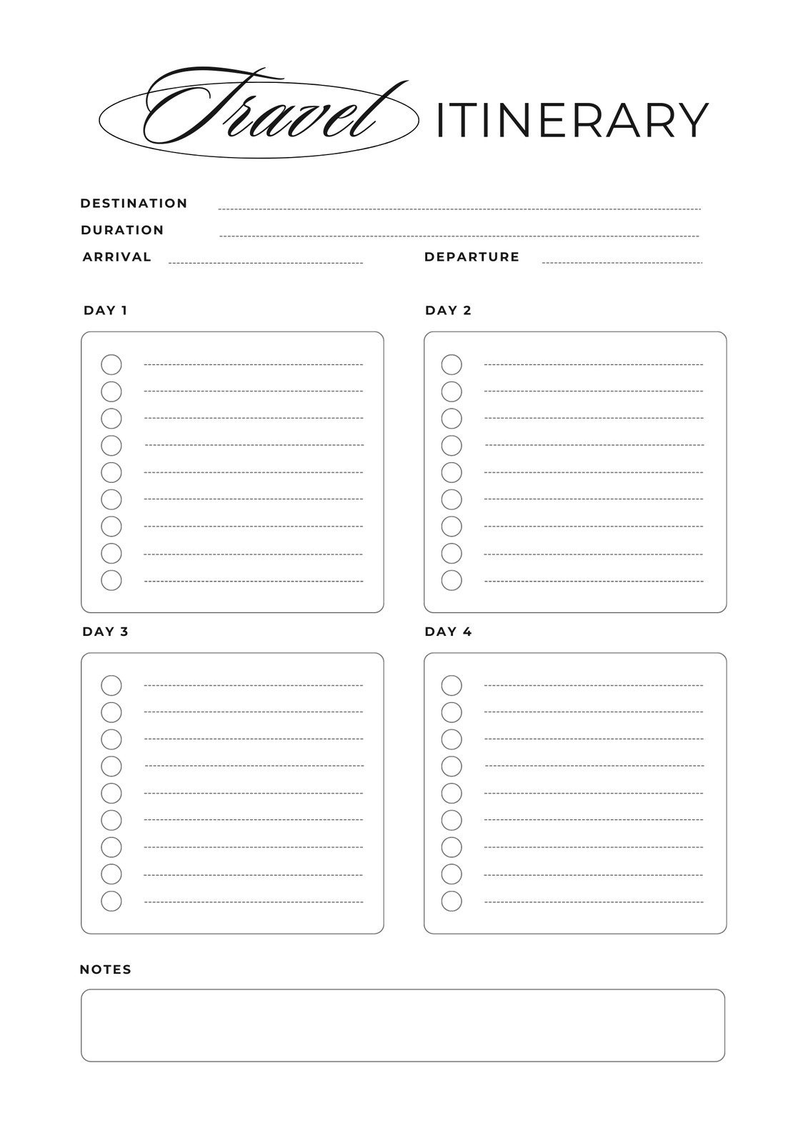 Free And Customizable Itinerary Planner Templates | Canva in Free Printable Itinerary