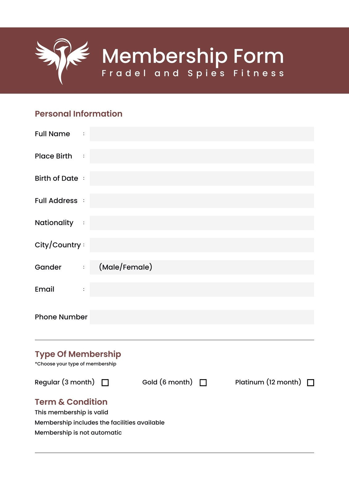 Free And Customizable Membership Templates throughout Free Printable Membership Forms