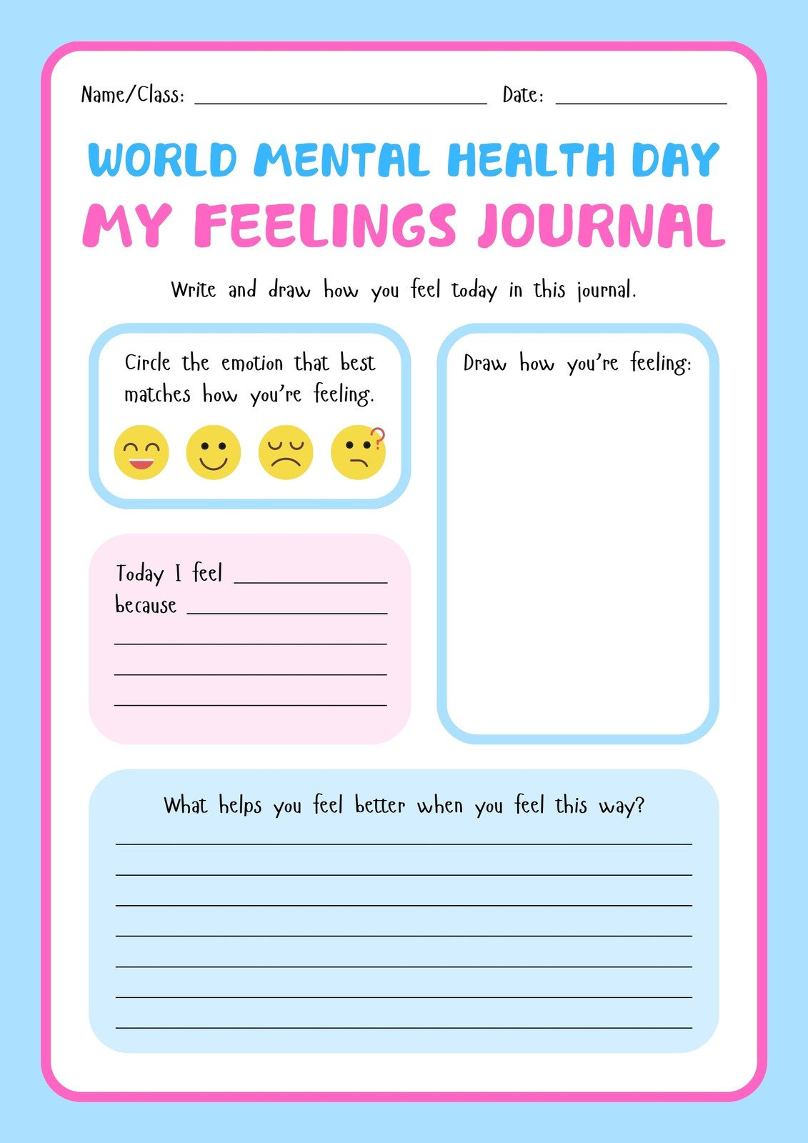 Free And Customizable Mental Health Templates inside Free Printable Health Worksheets For Middle School