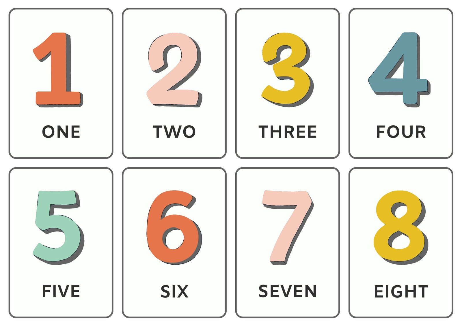 Free And Customizable Numbers Templates with Free Printable Number Flashcards 1 30