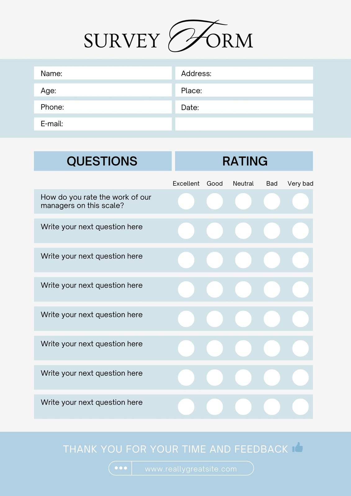 Free And Customizable Survey Templates | Canva throughout Free Printable Survey Generator