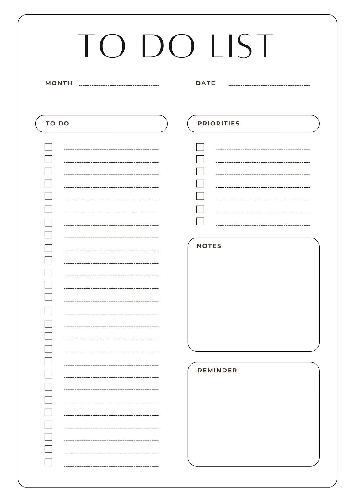 Free And Customizable To Do List Templates regarding Free Printable Task Organizer