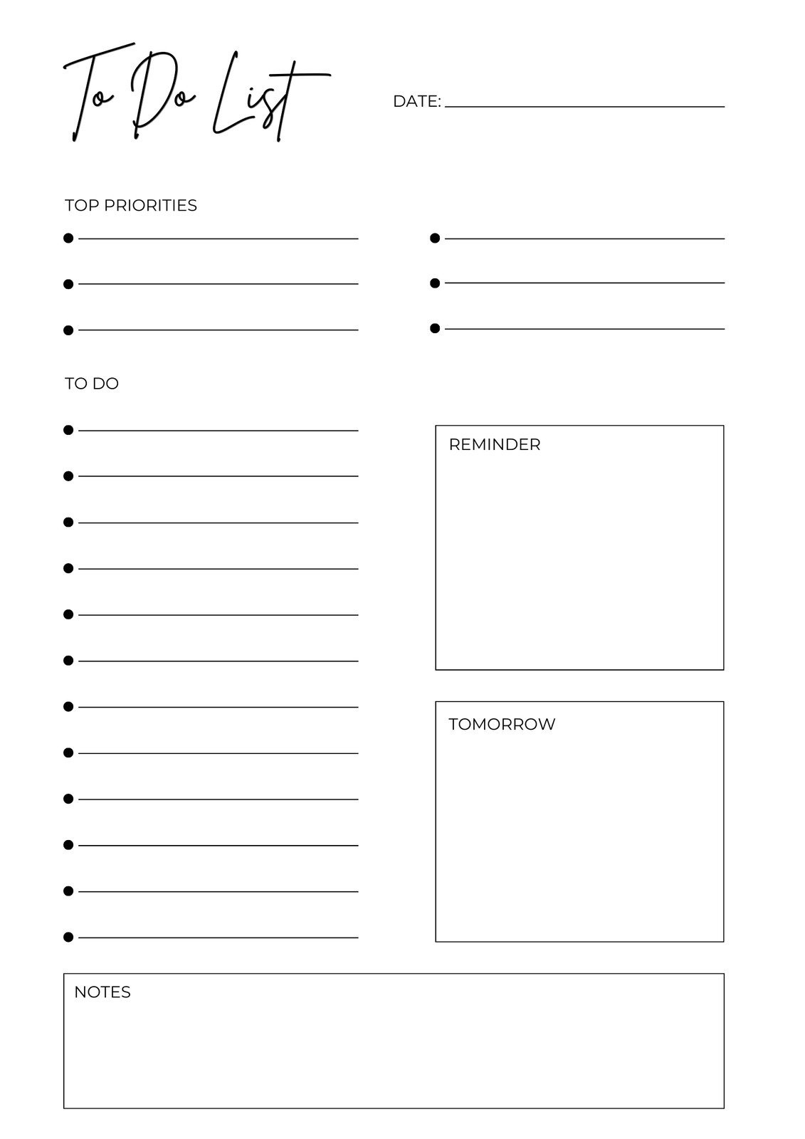 Free And Customizable To Do List Templates with Free Printable Task Organizer