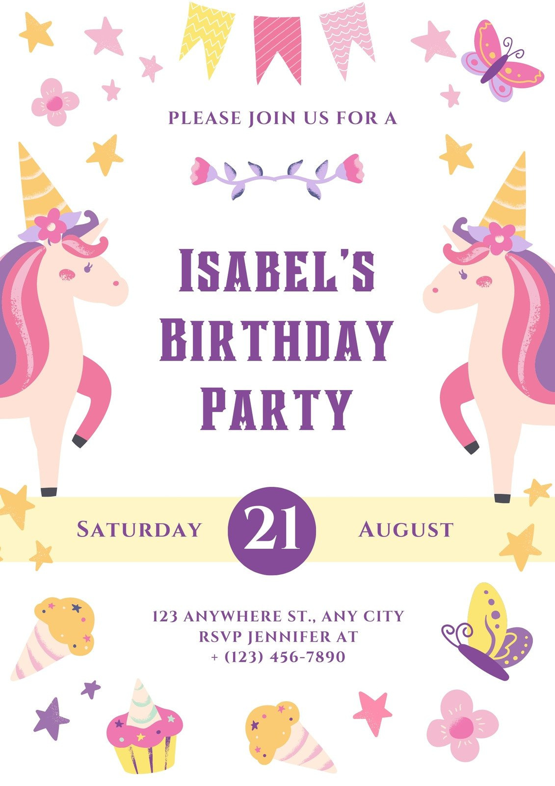 Free And Customizable Unicorn Templates regarding Free Printable Unicorn Birthday Invitations