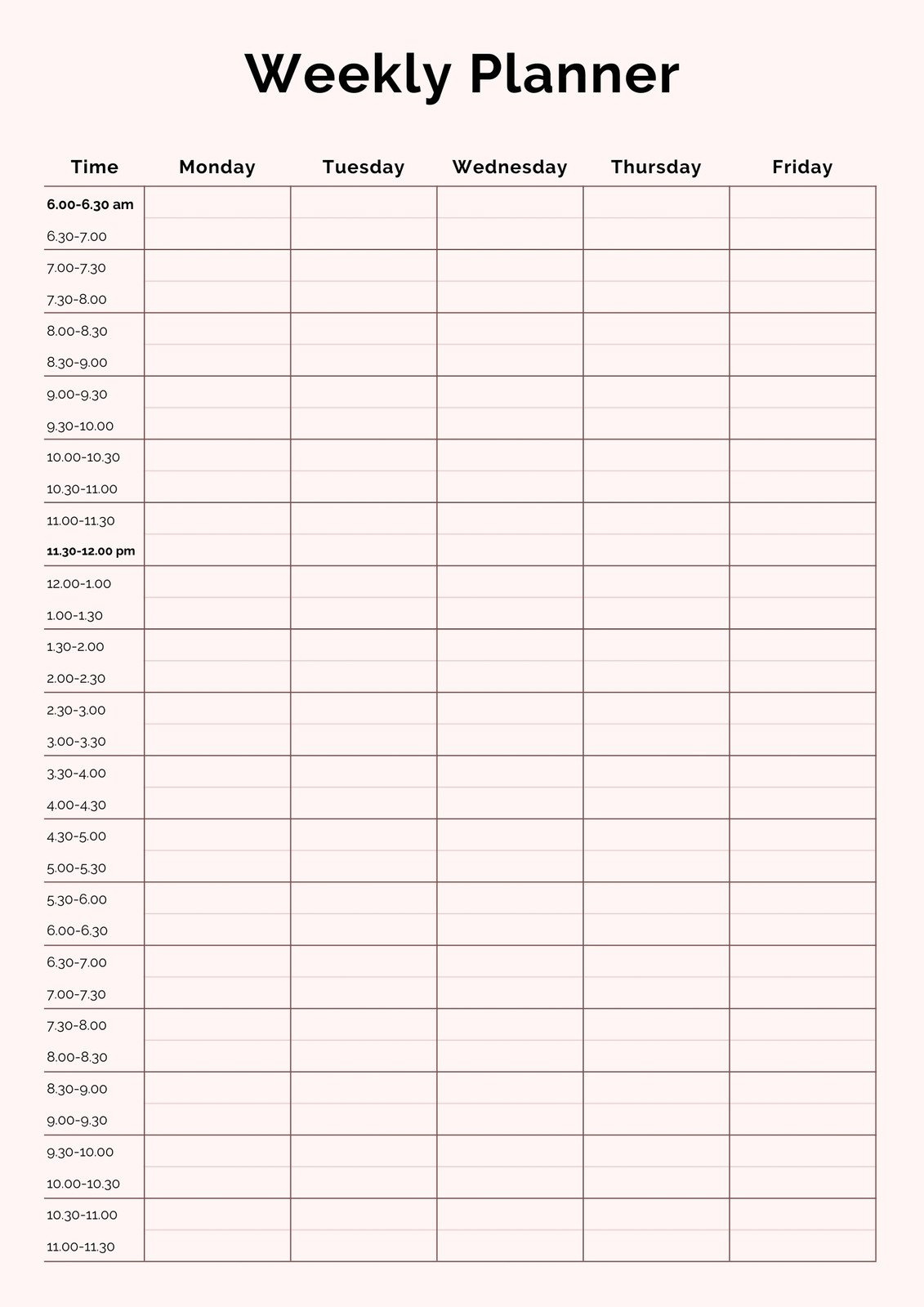 Free And Customizable Weekly Planner Templates | Canva intended for Free Printable Weekly Work Schedule