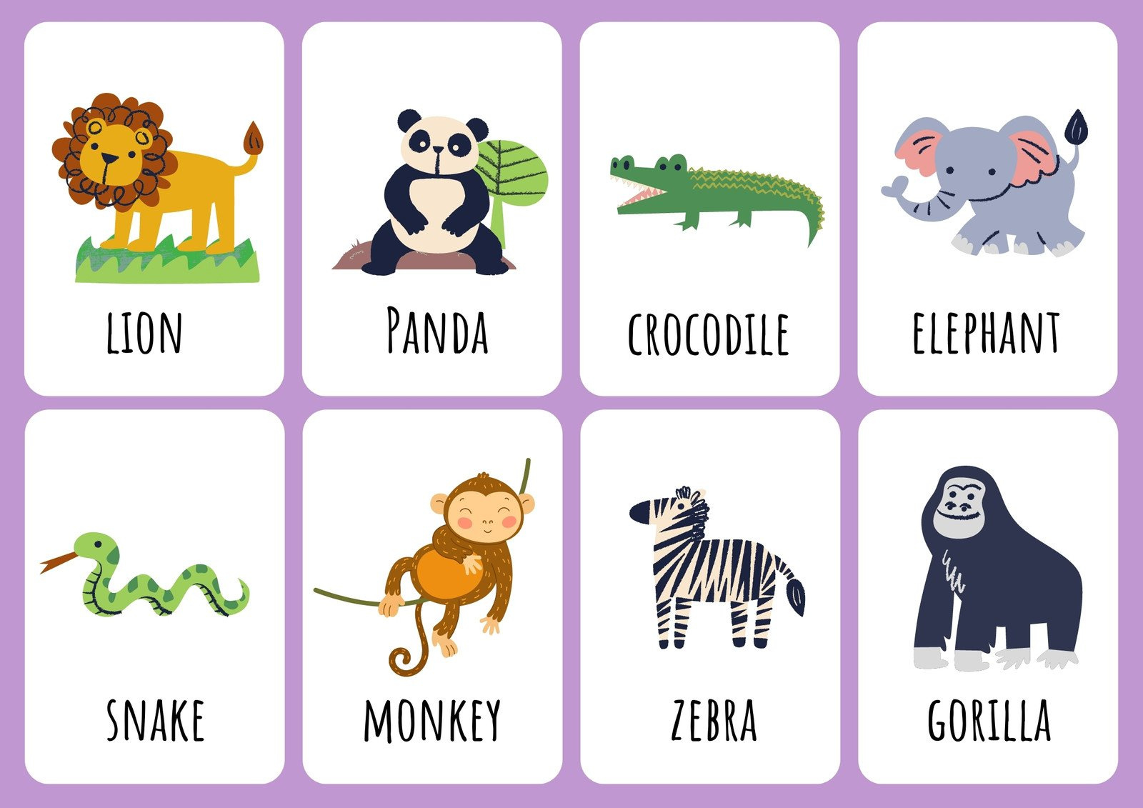 Free Animal Flashcards To Customize And Print | Canva - Worksheets pertaining to Free Printable Animal Cards