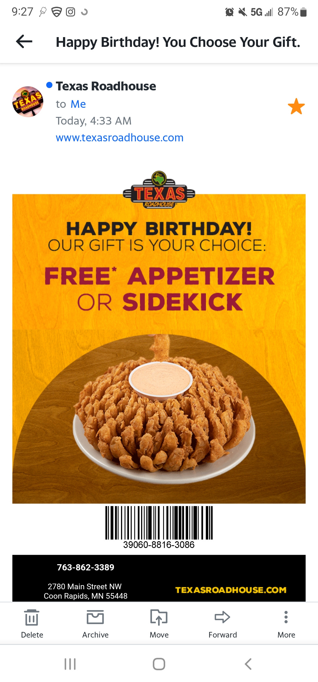 Free Appetizer Or Sidekick @ Texas Roadhouse For Your Birthday with Texas Roadhouse Free Appetizer Printable Coupon 2015
