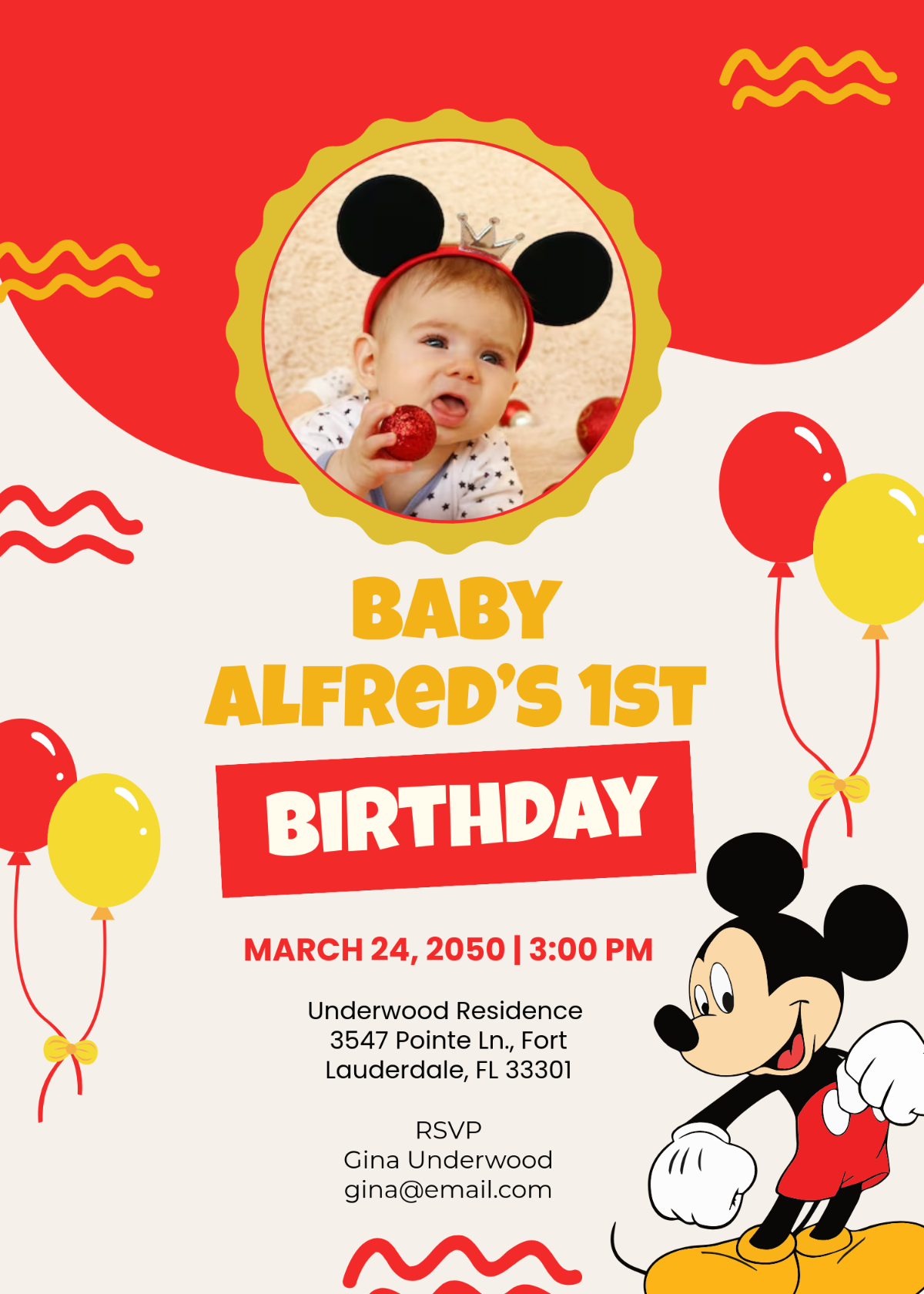 Free Baby Boy Mickey Mouse Invitation Template To Edit Online with regard to Free Printable Baby Mickey Mouse Birthday Invitations