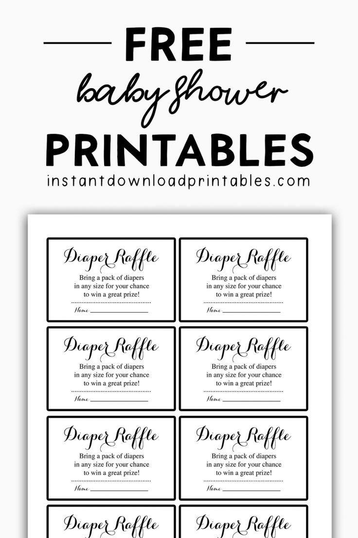 Free Baby Shower Black And White Printables - Instant Download with Diaper Raffle Free Printable