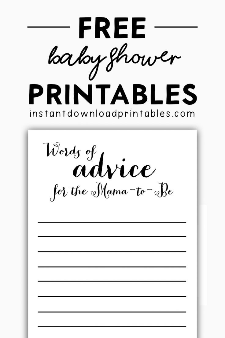 Free Baby Shower Black And White Printables - Instant Download with regard to Free Printable Baby Advice Cards