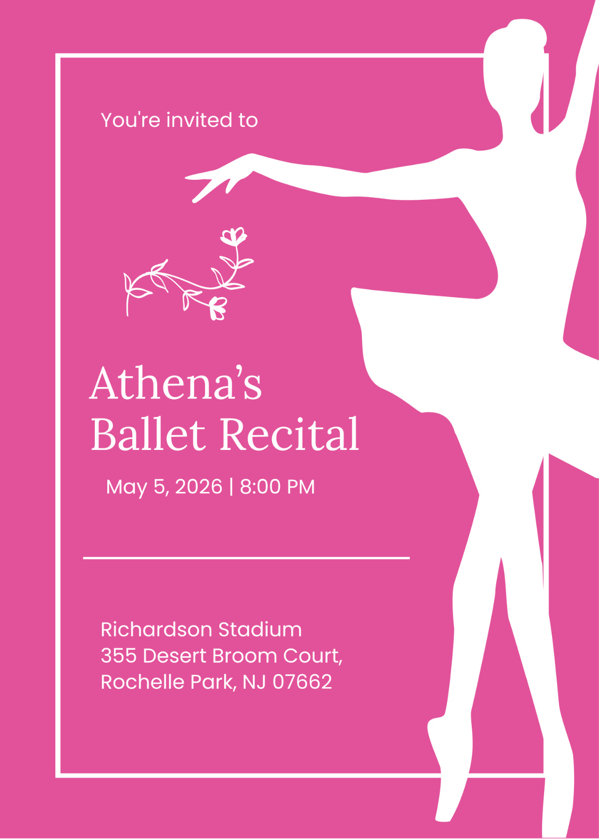 Free Ballet Invitation Card Template To Edit Online within Free Printable Dance Recital Cards