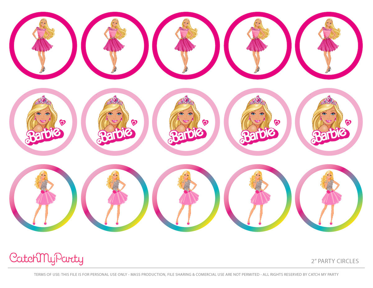 Free Barbie "Let'S Go Party" Printables! | Catch My Party in Free Printable Barbie Cupcake Toppers