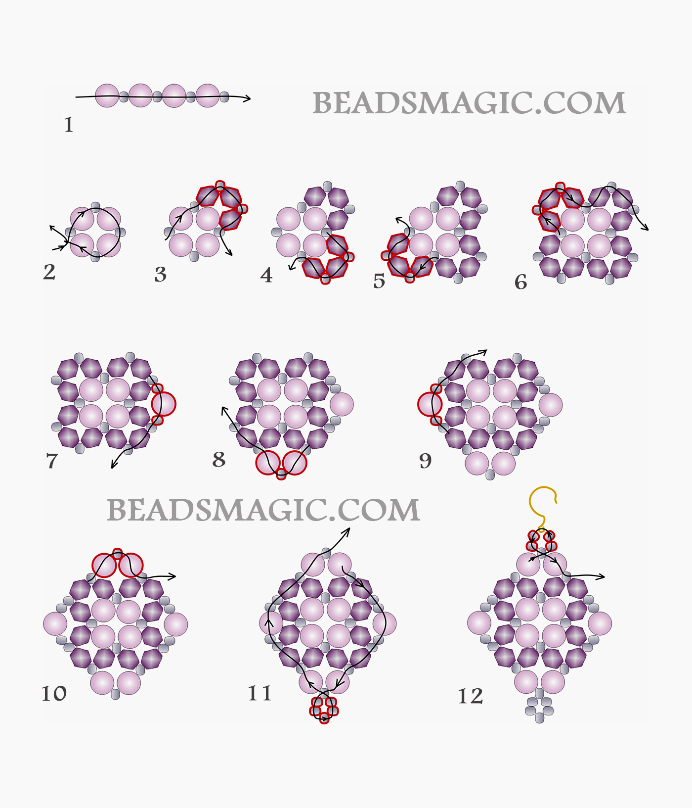 Free Beading Pattern For Earrings Luna | Beads Magic inside Free Printable Beading Patterns