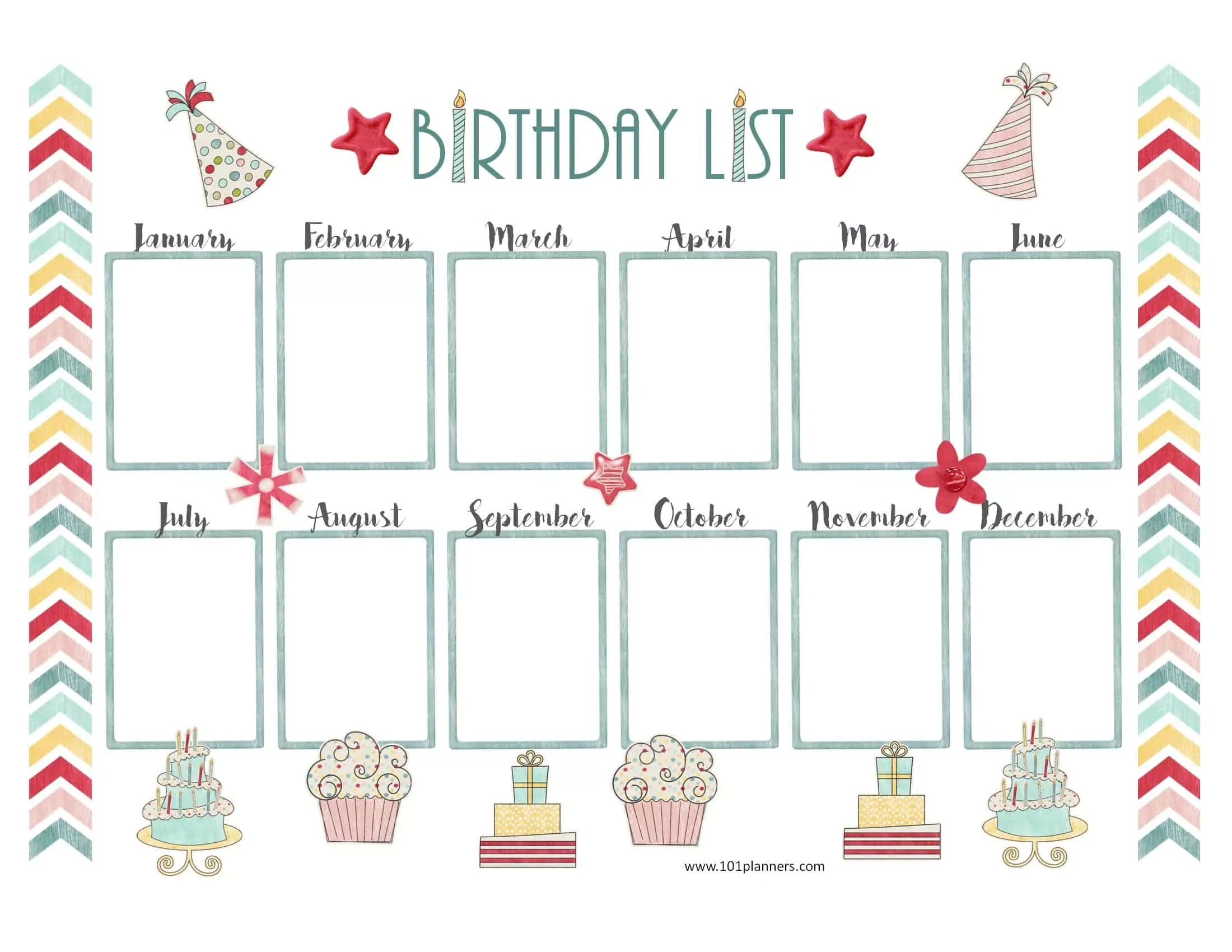 Free Birthday Calendar Template | Printable &amp;amp; Customizable within Free Printable Birthday Graph