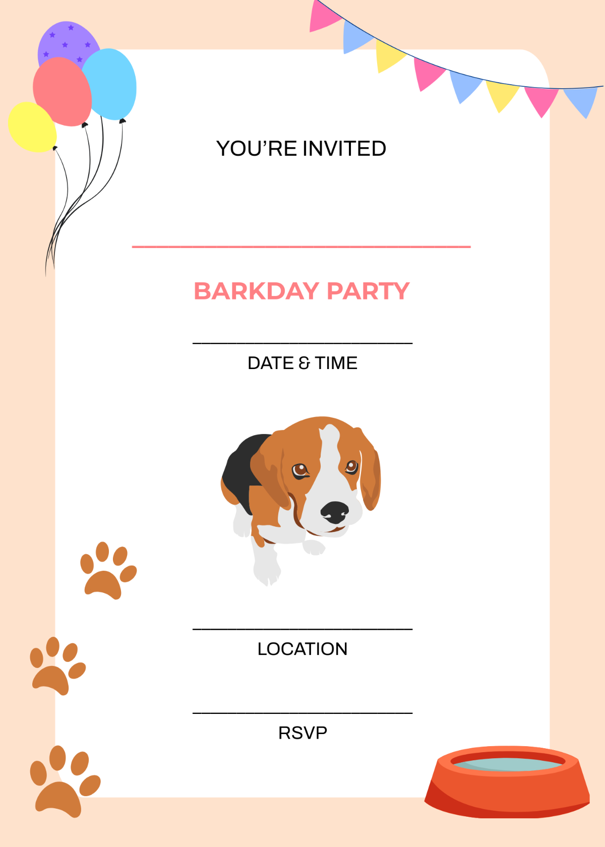 Free Blank Barkday Dog Birthday Invitation Template To Edit Online pertaining to Dog Birthday Invitations Free Printable