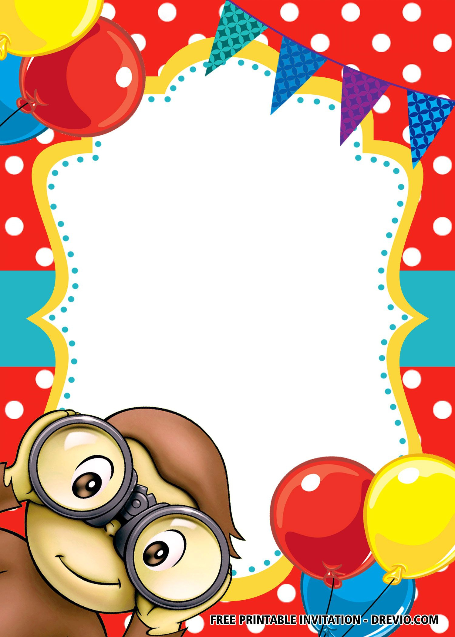 Free Blank Curious George Invitation Templates pertaining to Free Printable Curious George Invitations