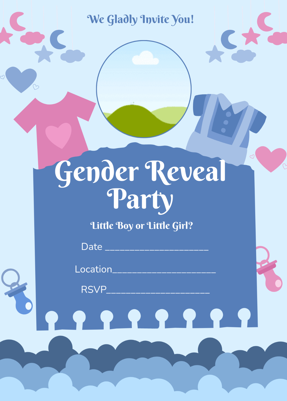 Free Blank Gender Reveal Photo Invitation Template To Edit Online with Free Printable Gender Reveal Invitations