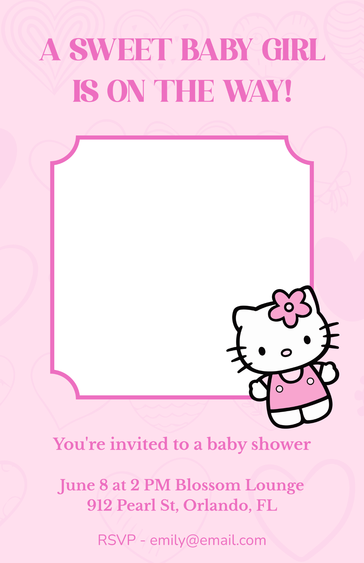 Free Blank Hello Kitty Baby Shower Poster Template To Edit Online with Free Printable Hello Kitty Baby Shower Invitations
