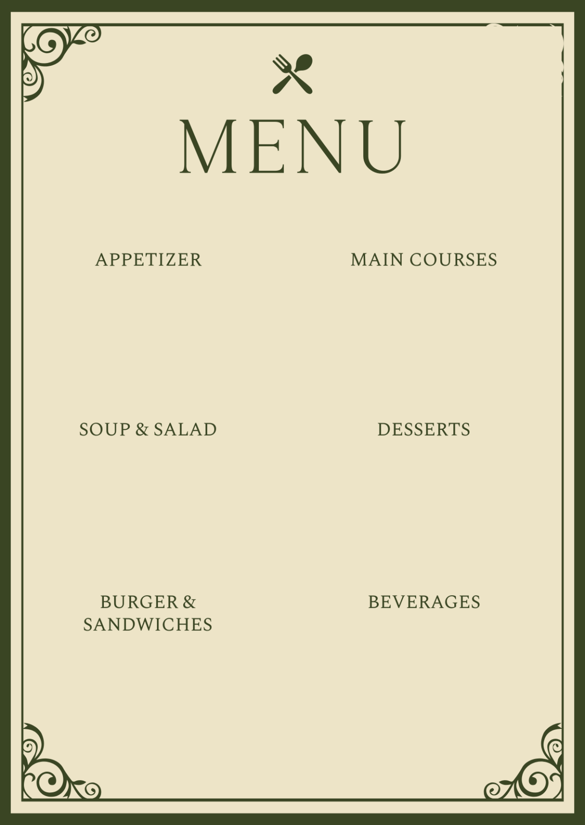 Free Blank Menu Template To Edit Online intended for Design A Menu For Free Printable