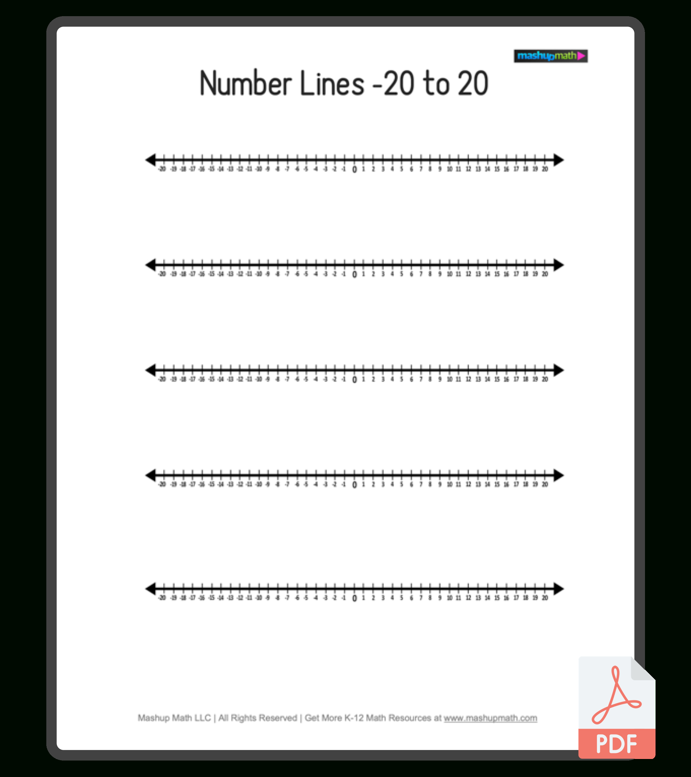 Free Blank Number Lines—All Grade Levels — Mashup Math pertaining to Free Printable Number Line Worksheets
