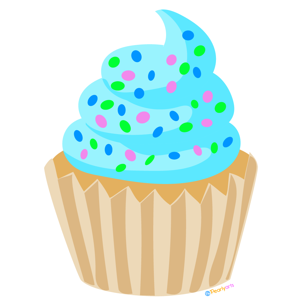 Free Blue Cupcake Clipart | Pearly Arts with Free Printable Cupcake Clipart