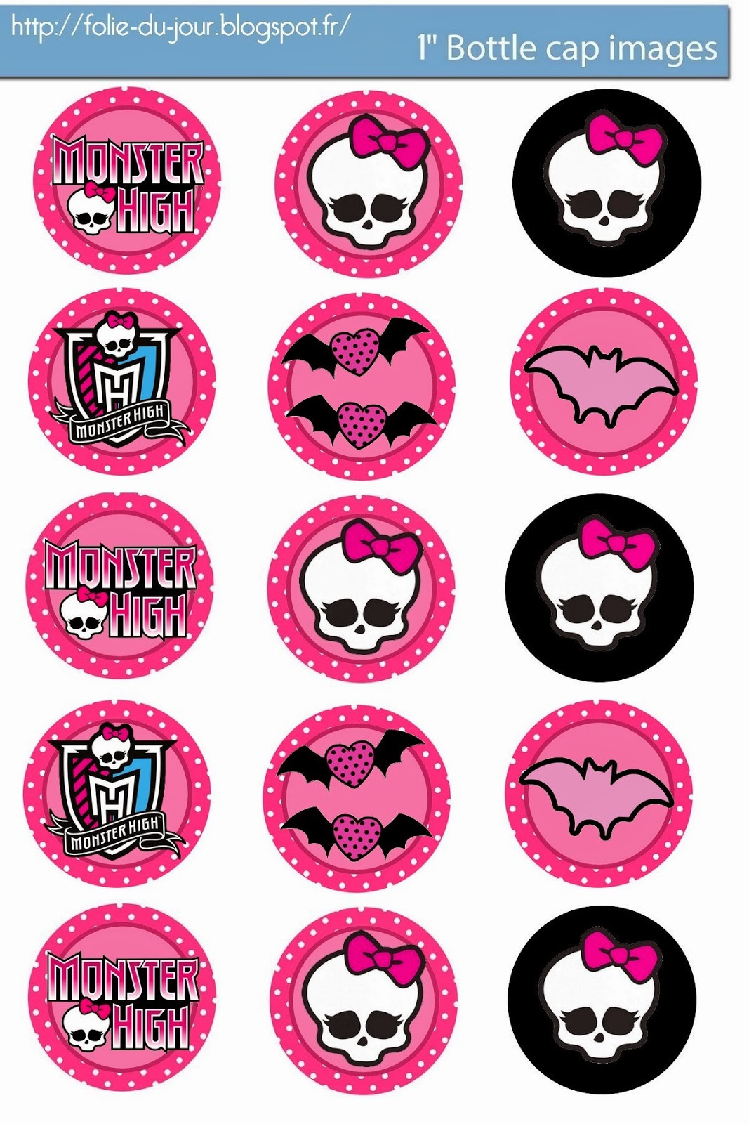 Free Bottle Cap Images: Monster High Free Bottle Cap Images within Free Printable Monster High Stickers