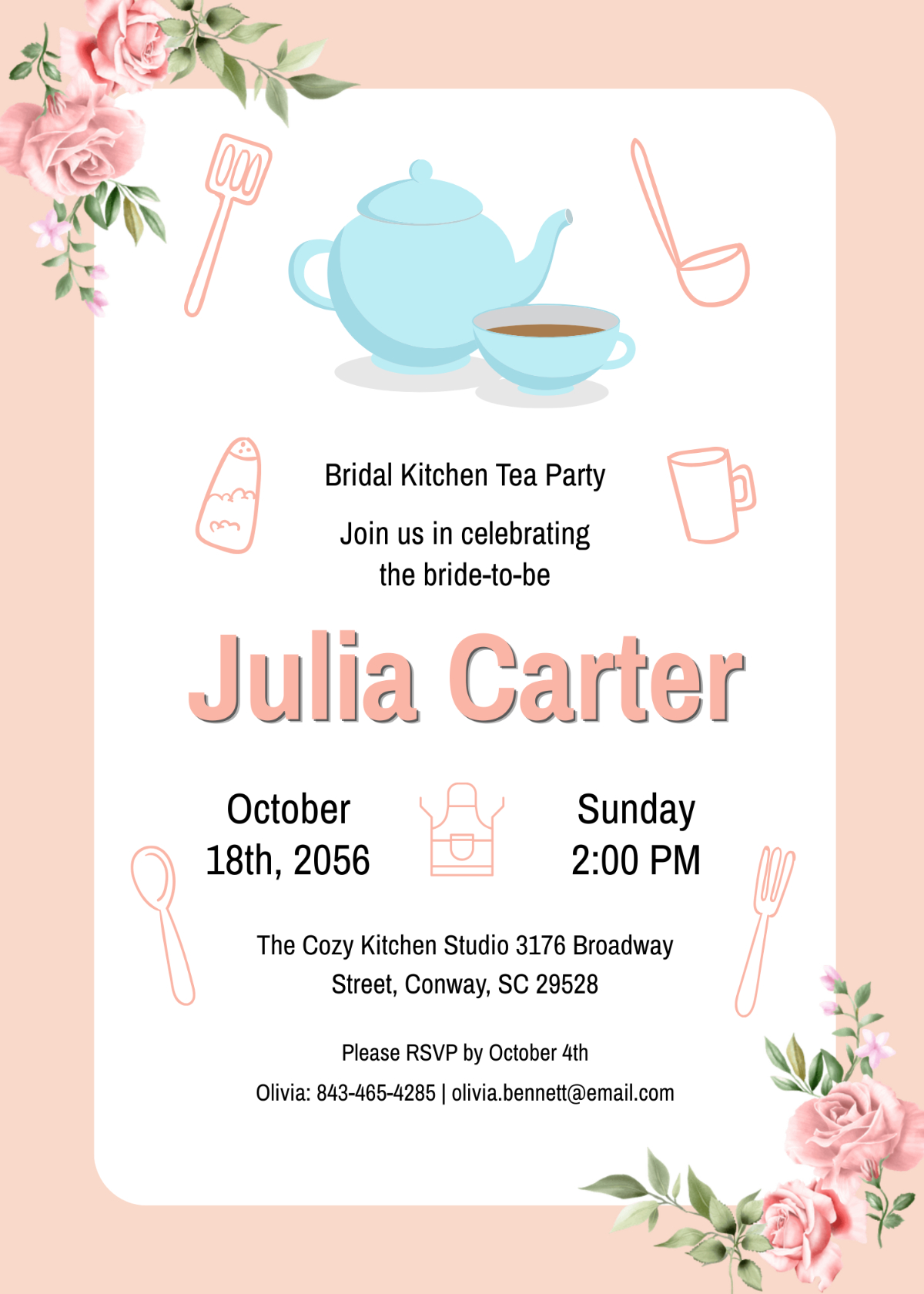 Free Bridal Kitchen Tea Invitation Template To Edit Online within Free Printable Kitchen Tea Invitation Templates