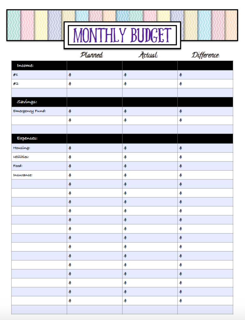 Free Budgeting Printables: Expenses, Goals, &amp;amp; Monthly Budget pertaining to Free Printable Finance Sheets